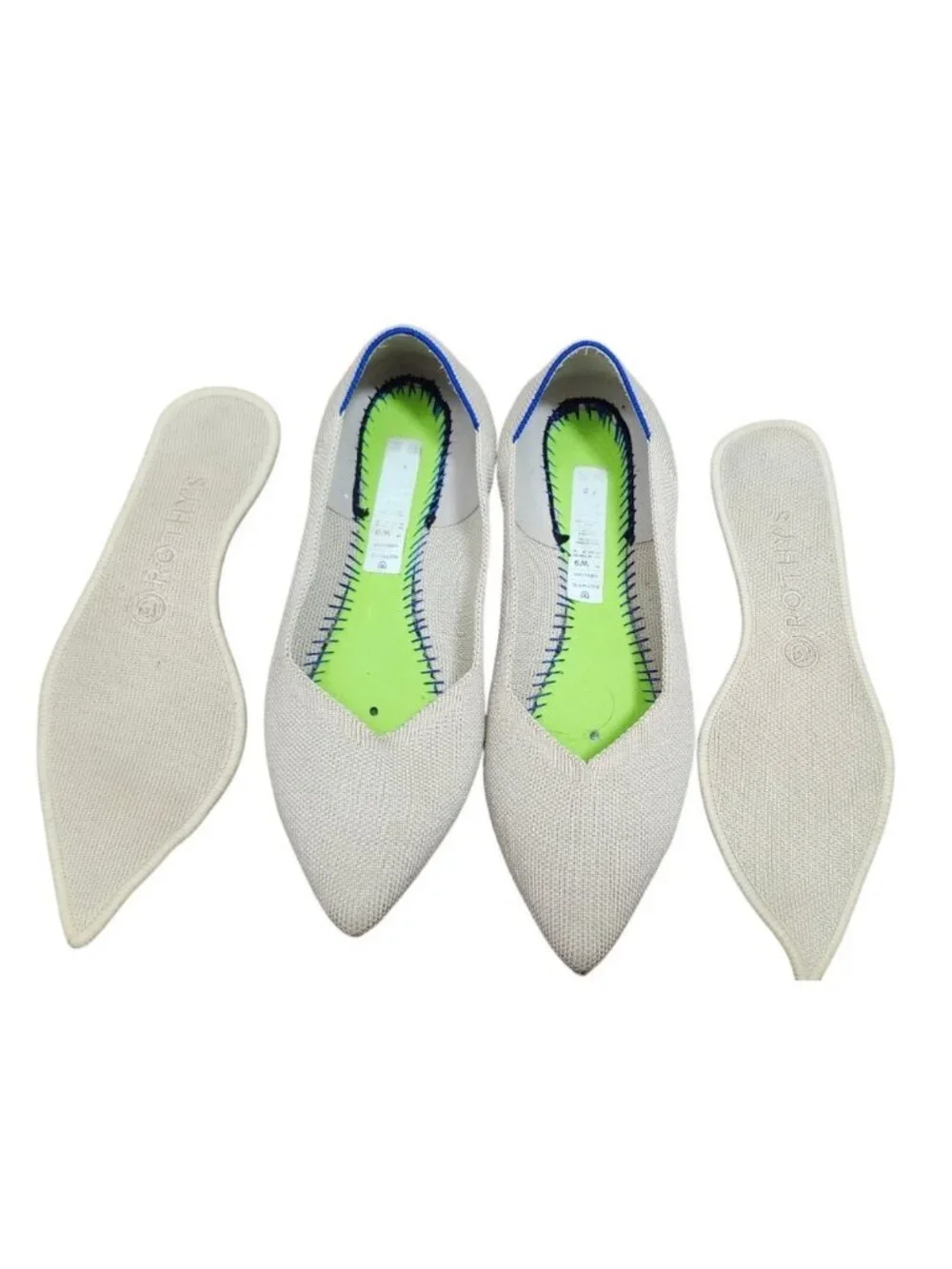 Rothy’s The Point Beige Knit Ballet Flats Women’s US 9 EU 40 Washable Shoes